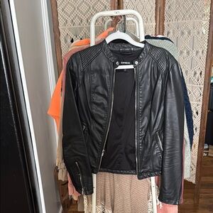 Express Women's Classic Black Faux Leather Jacket